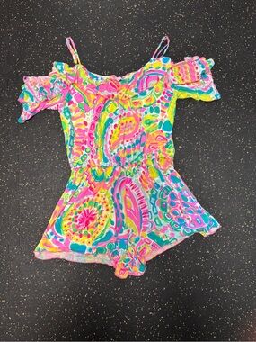 Lily Pulitzer Colorful Off-Shoulder Romper in Bright Multicolor